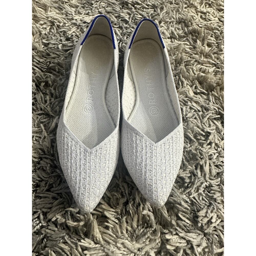 Rothy's Sz 7 The Point Rothys White Salt Honeycomb Pointed Slip On Shoes